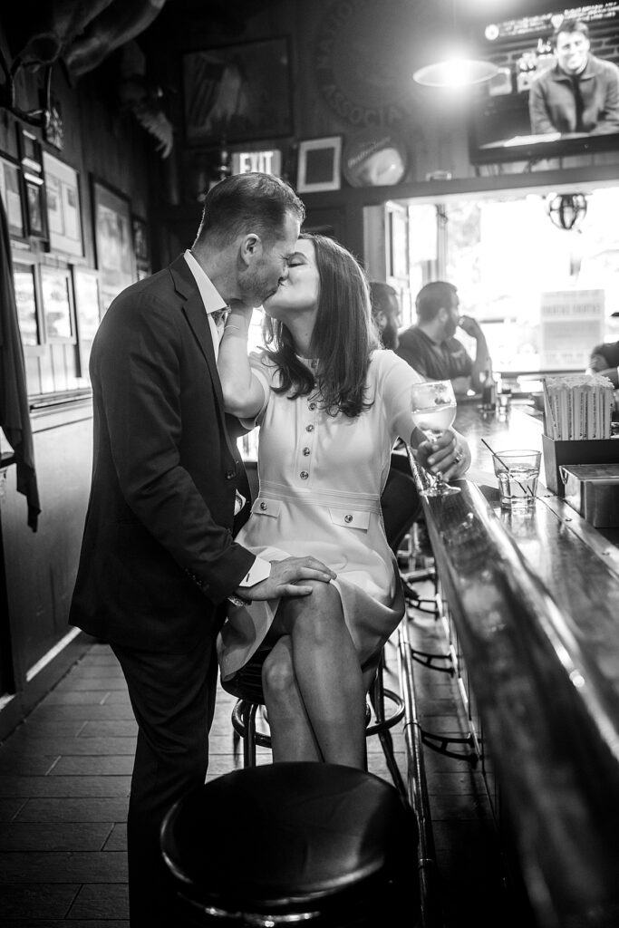 Day in the life engagement session at Tune Inn bar in DC