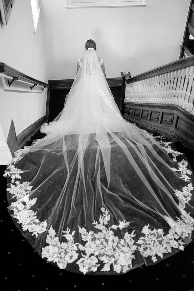 Dramatic veil bride portrait for Washington DC wedding at The Whittemore House