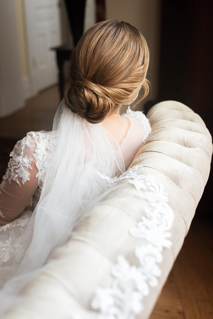 Modern day Grace Kelly hair for Washington DC bride and wedding