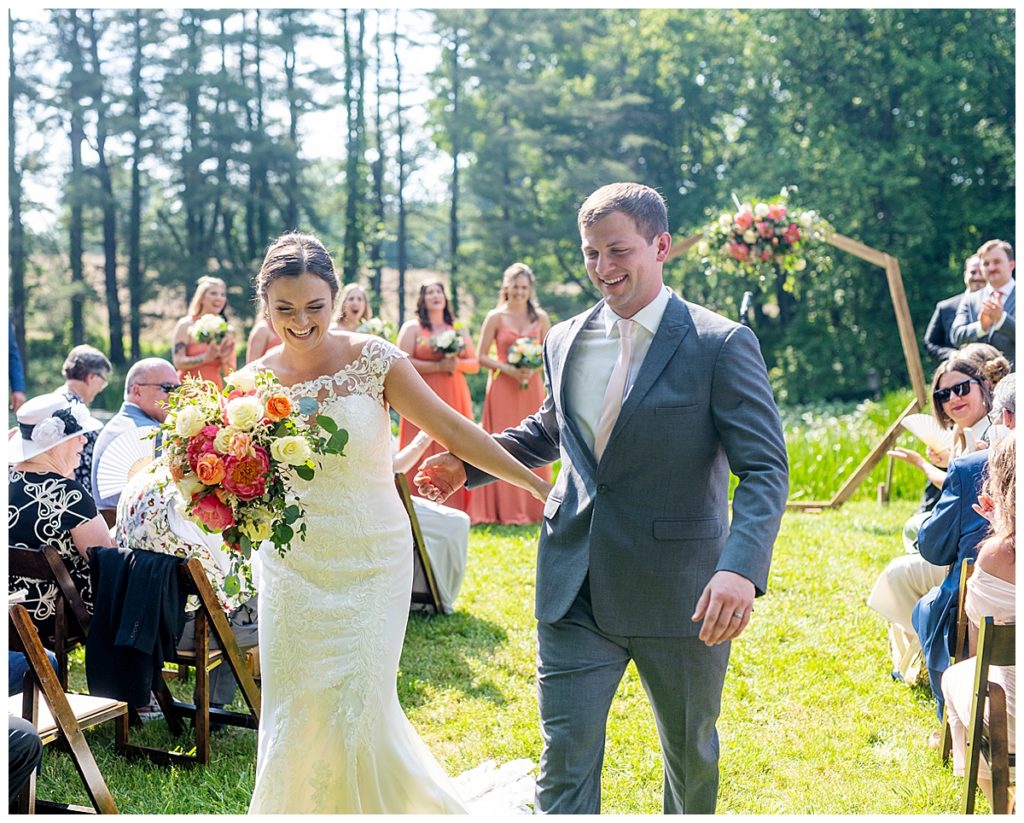 Couple has at home Maryland wedding on family property in Clarkesville.
