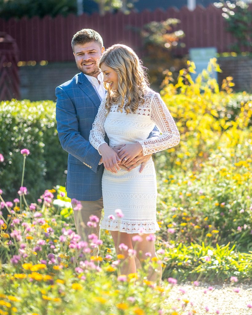 Annapolis Wedding Photographer catches couple in Paca Garden for engagement photos