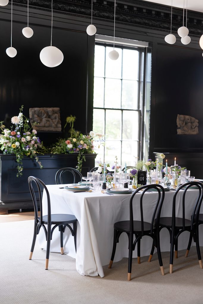 DC weddings reception table with bold and modern decor.