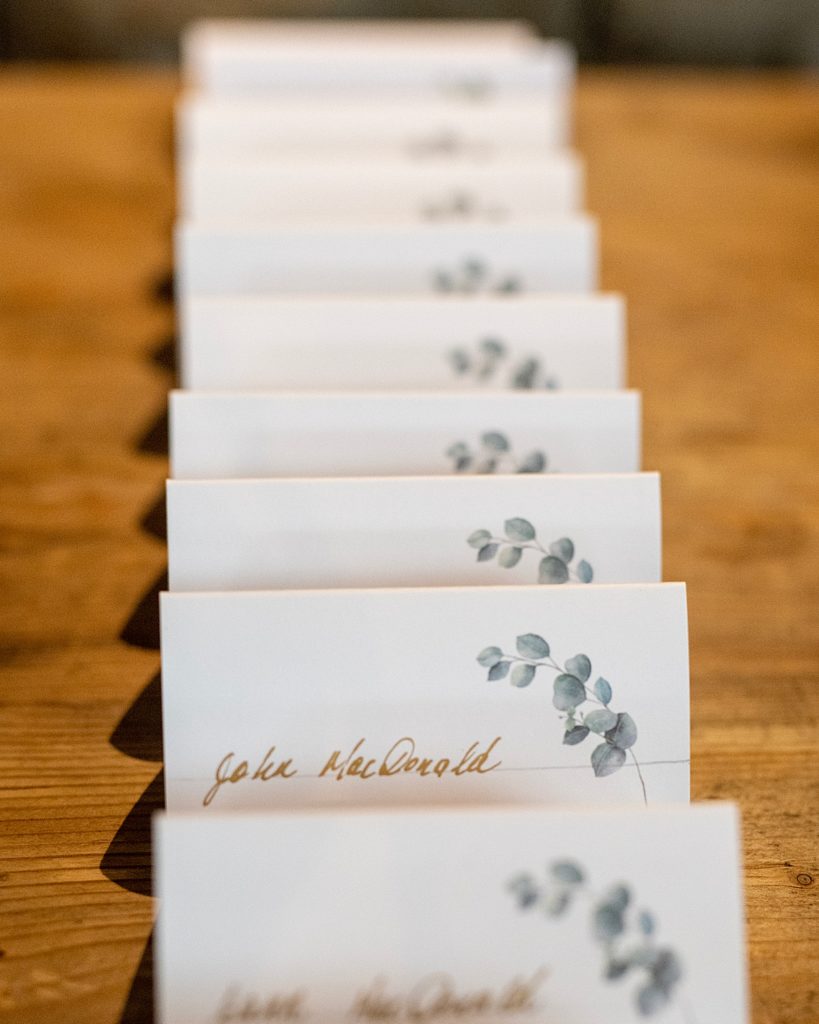 Table placecards for wedding at The Chesapeake Bay Beach Club