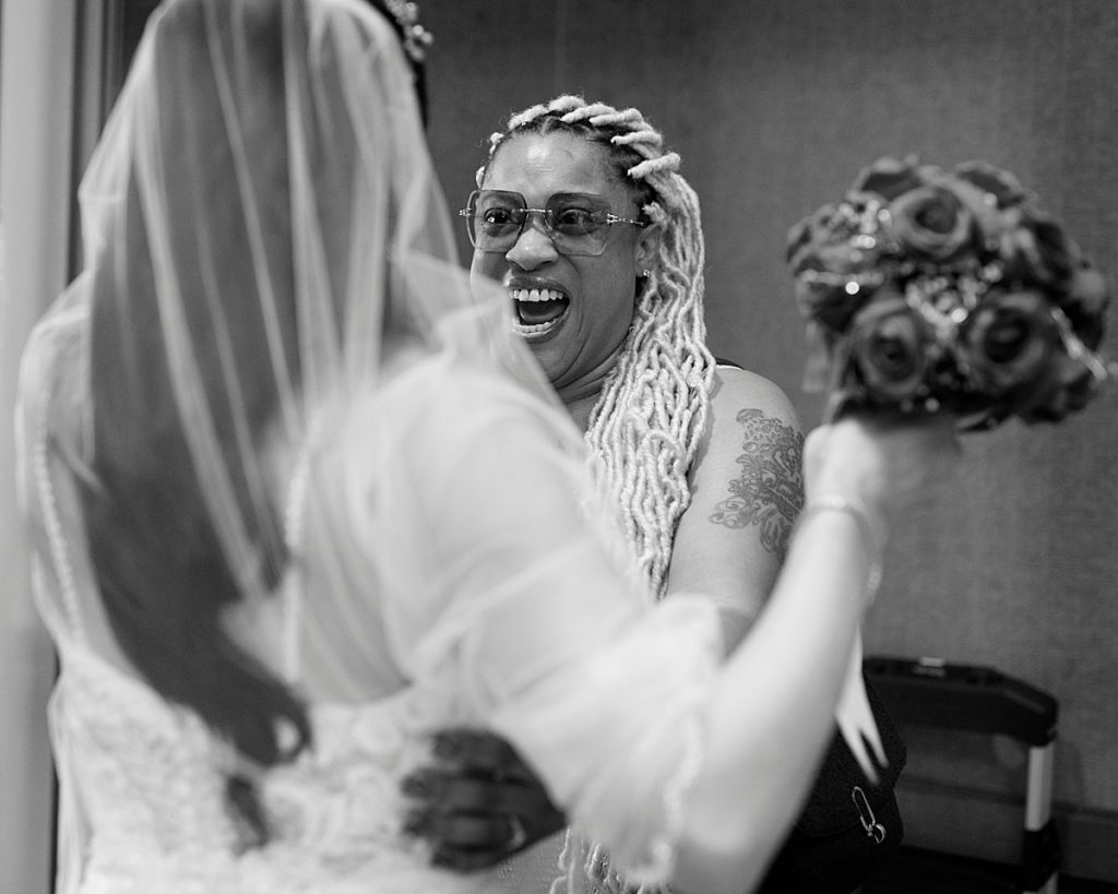 Bride is surprised by sister at Washington National Harbor wedding