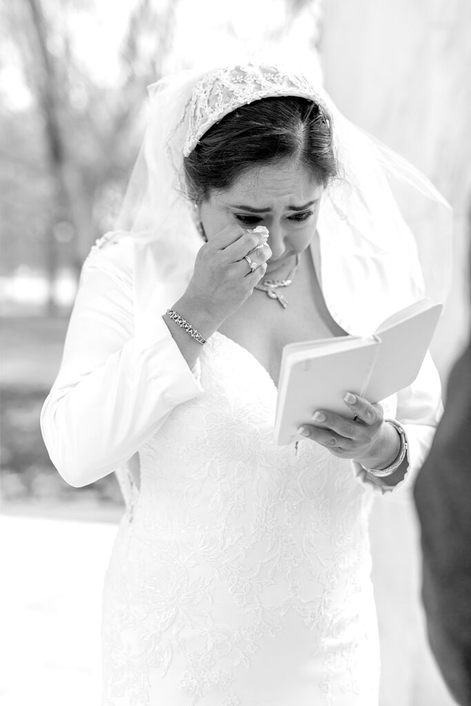 Emotional moment for bride - DC War Memorial wedding