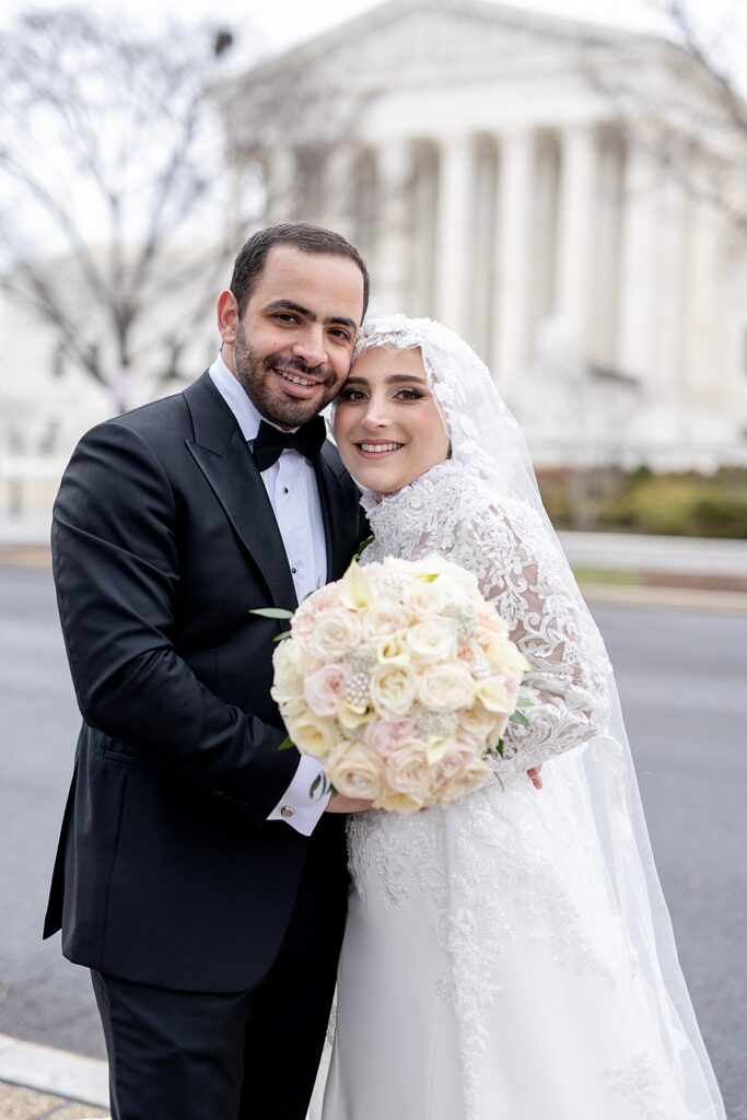 Washington DC wedding couple outside the Supreme Court