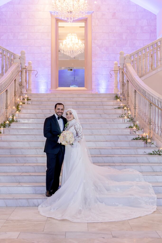 Wedding couple make grand entrance at The Bellevue, one of the best Washington DC venues.