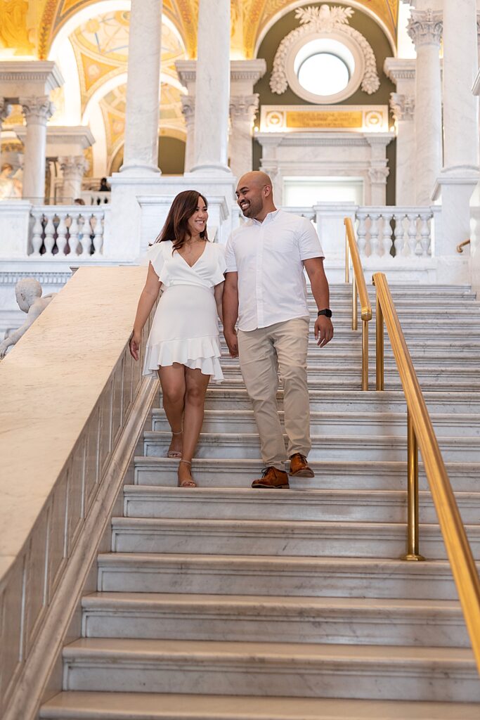 Engaged couple uses the Library of Congress for indoor engagement photos in DC
