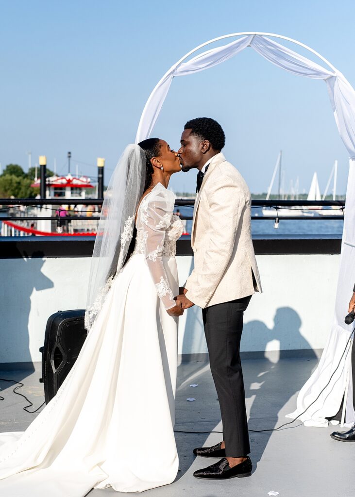 Bride and groom say I do in Maryland waterfront ceremony in Annapolis.