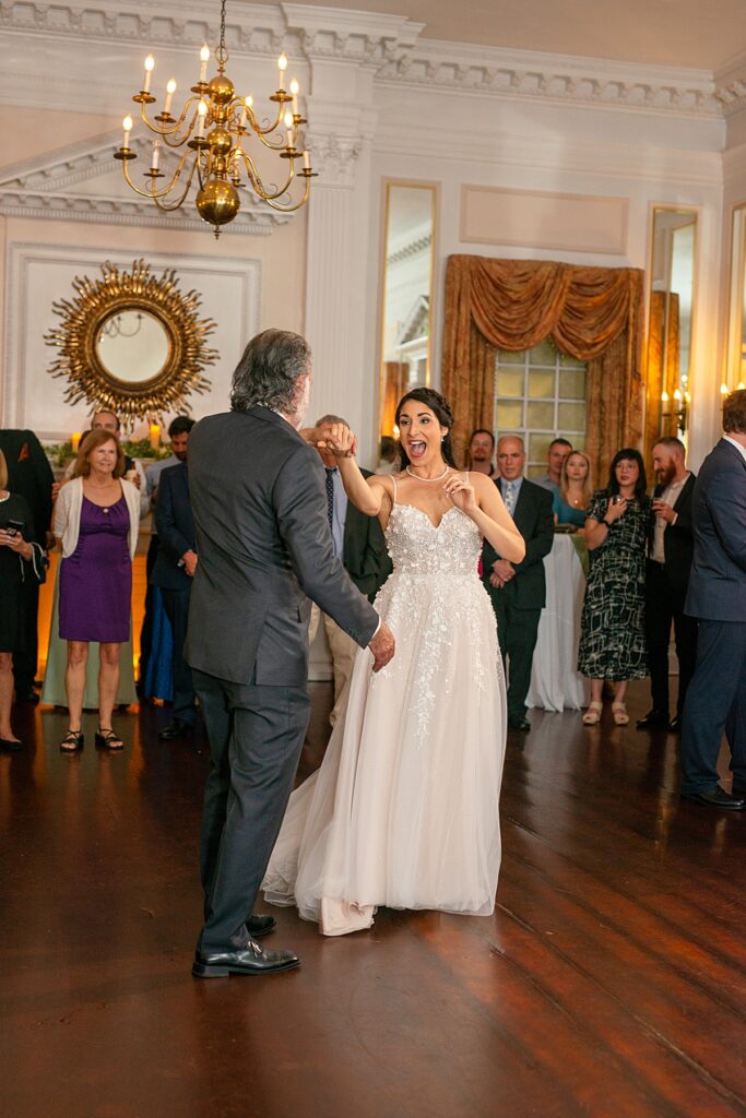 Father of the bride dance s with daughter at Grey Rock Mansion