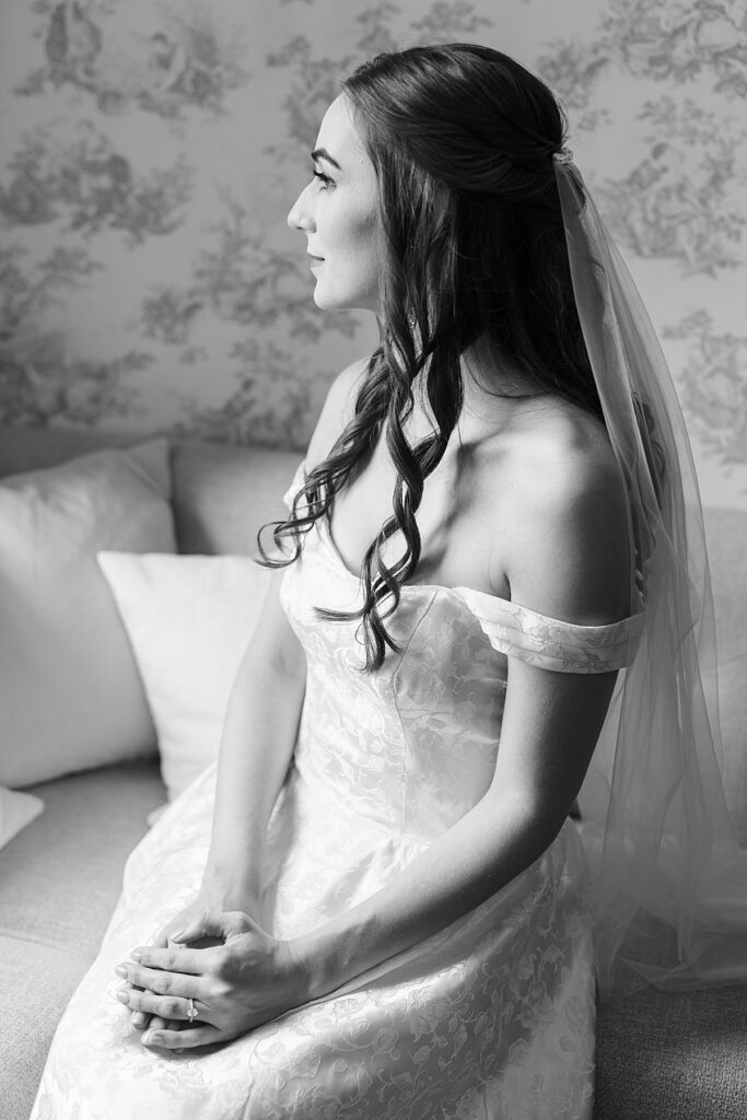 Dramatic bride portrait at Rust Manor House in Leesburg, VA, a favorite venue for wedding photographers in DC
