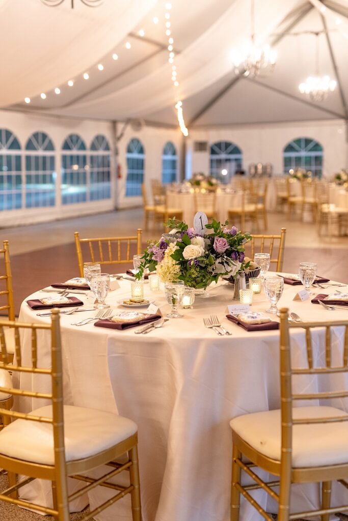 wedding reception in tent at Rust Manor House