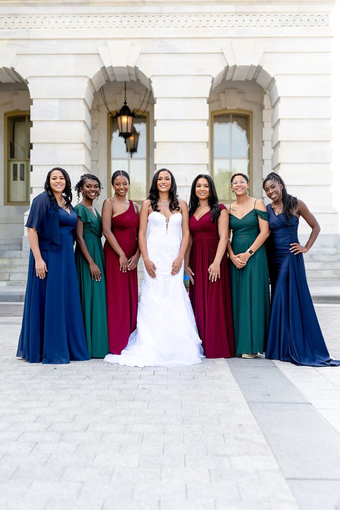 Bride with bridesmaids at the US Capitol in DC