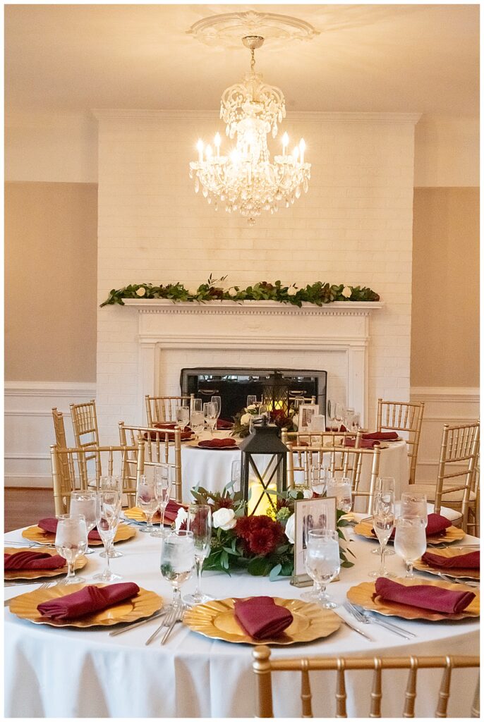 Dining space in the Grand Ballroom | Rose Hill Manor | DC photographers