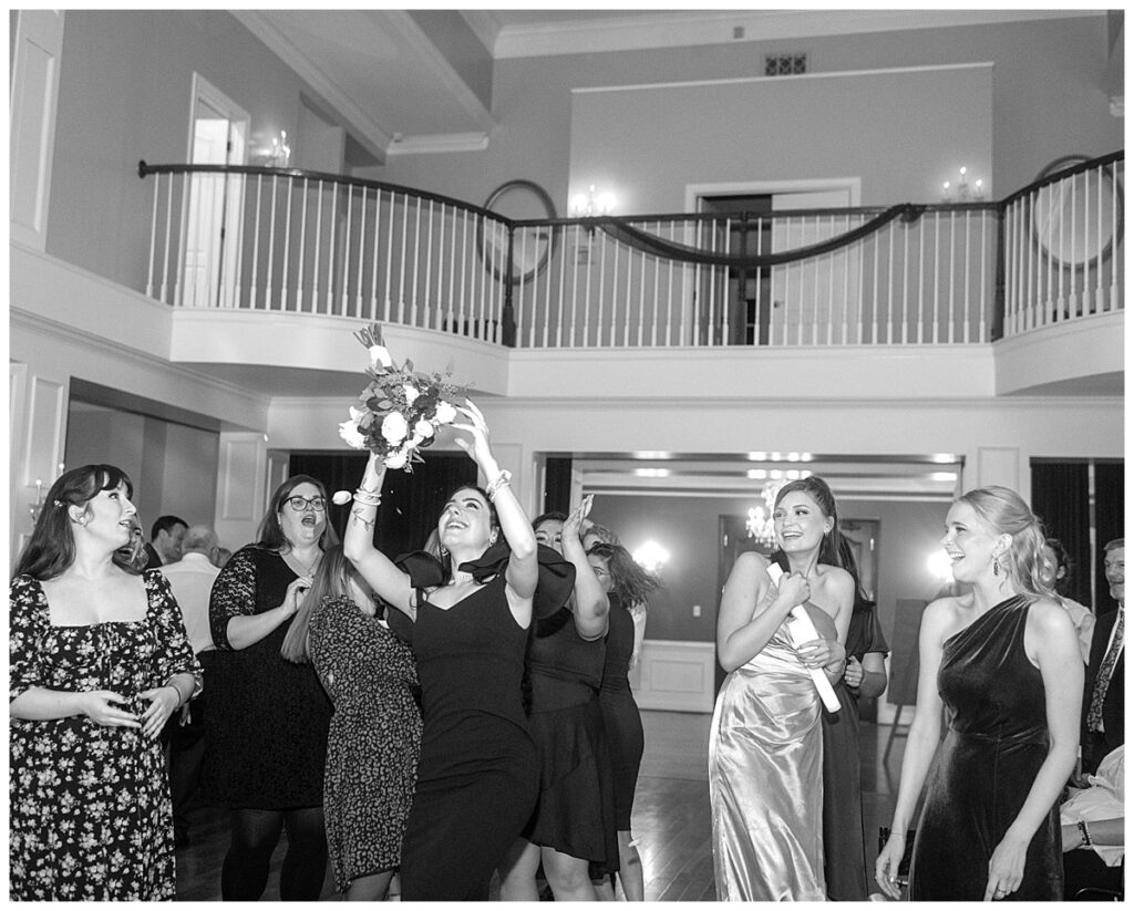 DC photographers prefer a large reception space for things like the bouquet toss | Rose Hill Manor