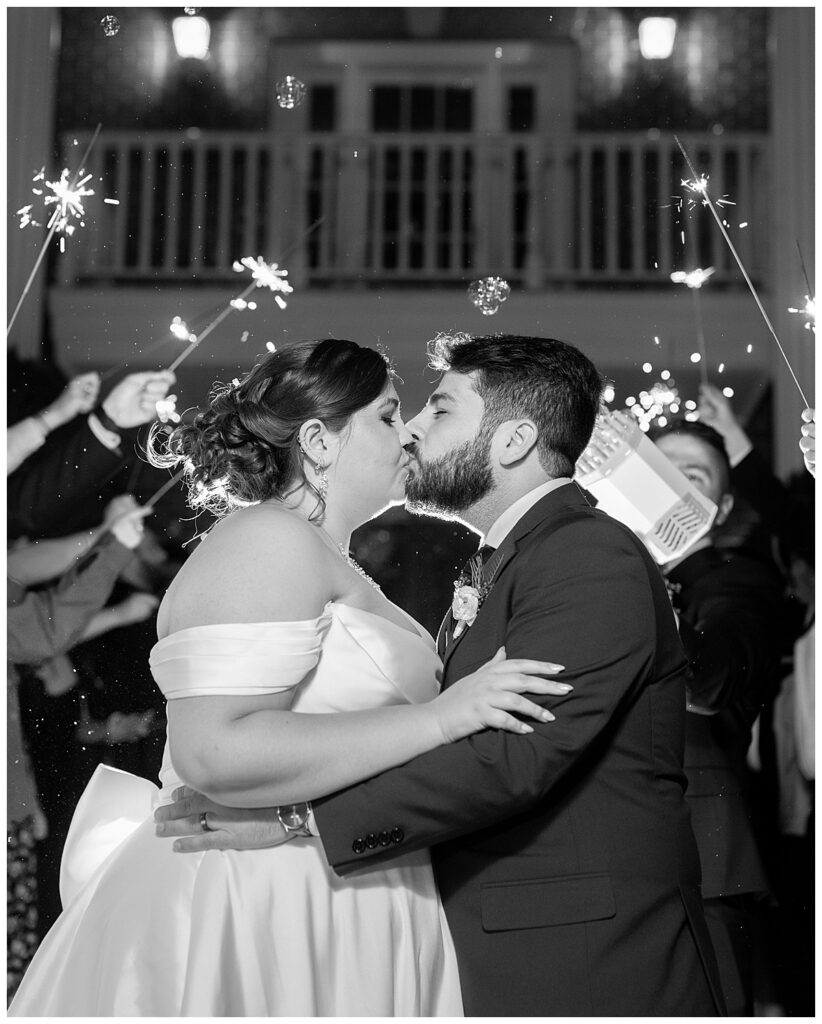 Sparkler exit and kiss | Rose Hill Manor wedding | DC photographers