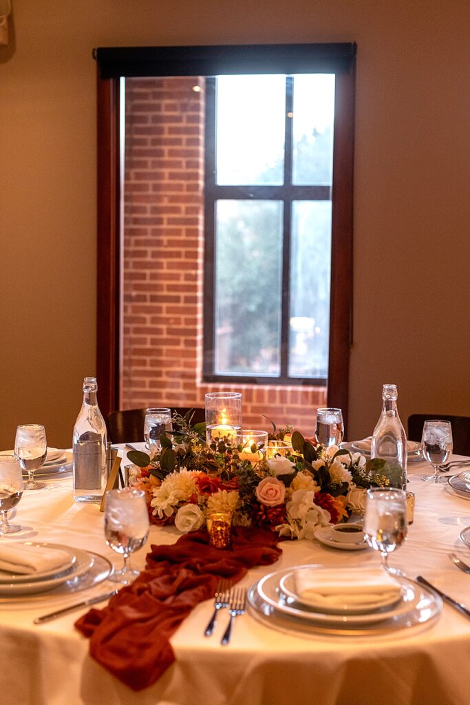 Reception table for fall wedding at Pinstripes DC
