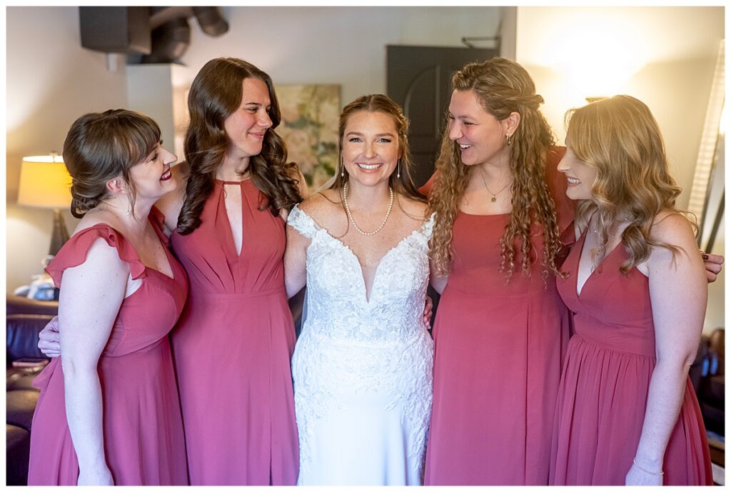 Bride and bridesmaids at Cana Vineyards in Middleburg, VA