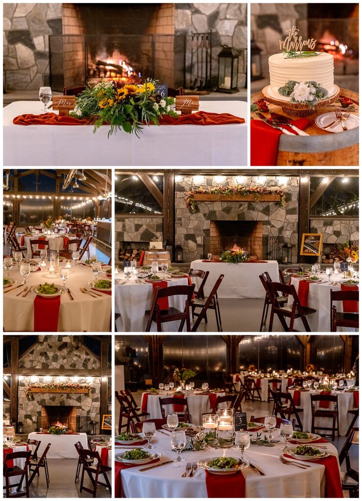 Wedding reception decor in Sunset Pavilion at Cana Vineyards | wedding venues near Dc | MIddleburg, VA