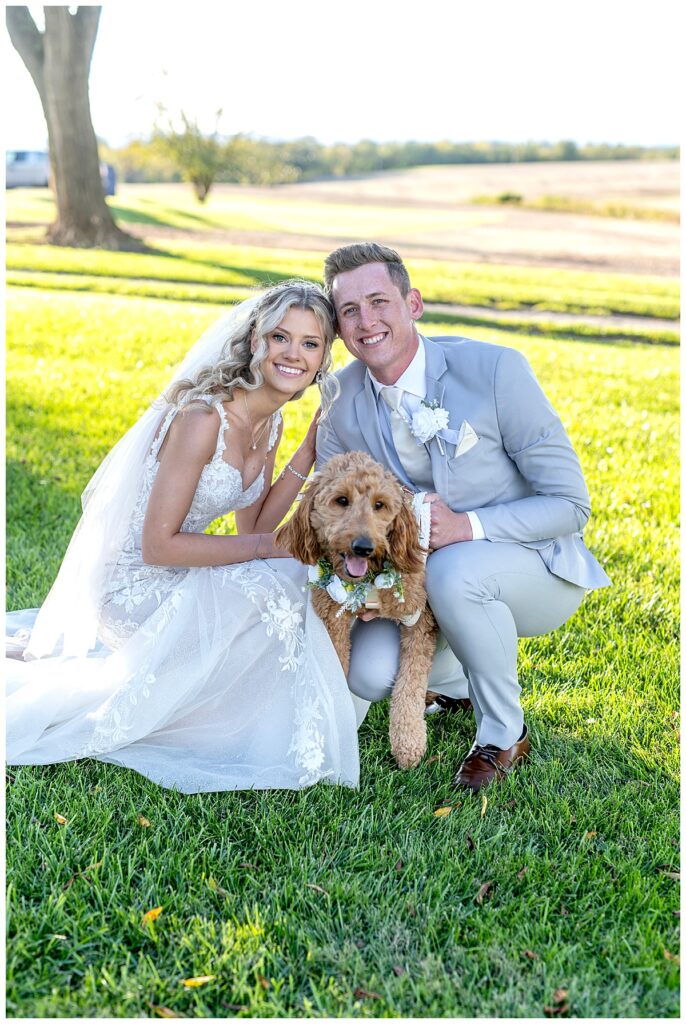 Bride and groom with best dog \ Bowling Green Mansion