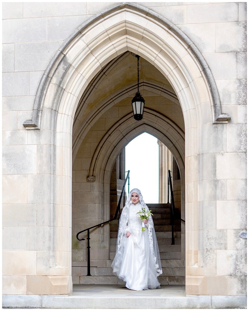 Bride walks to groom at the National Cathedral | Washington DC wedding photographer