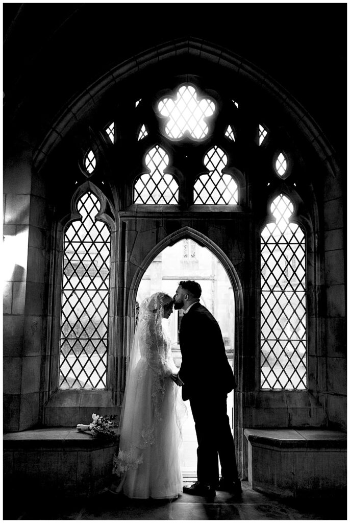 First kiss at the National Cathedral | Washington DC wedding photographer