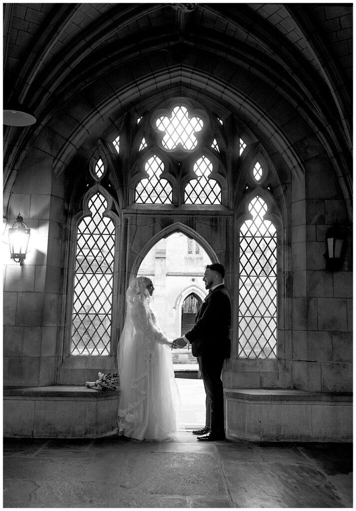 Washington DC wedding photographer | First portraits pre-wedding at the National Cathedral.
