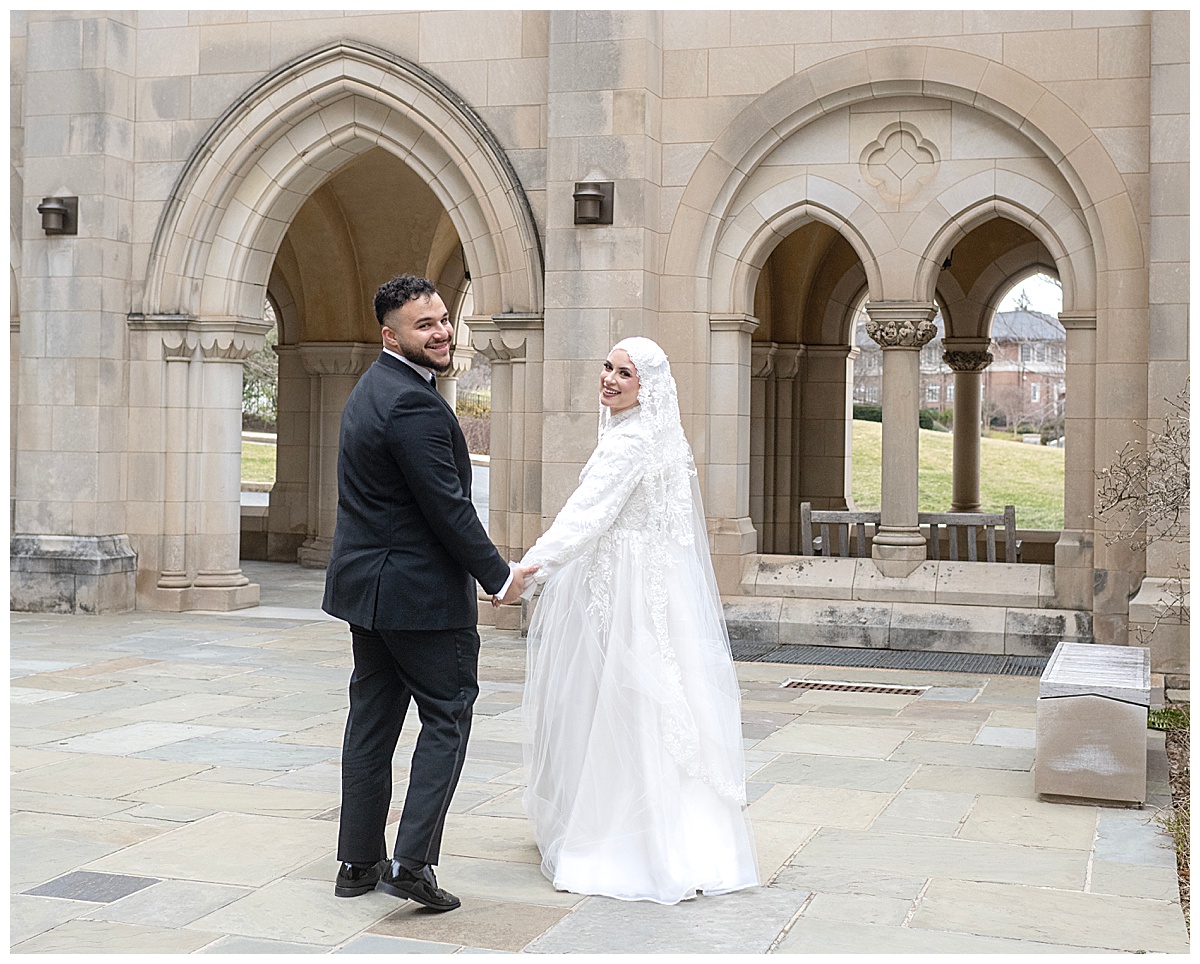 National Cathedral in Washington DC is great for pre-wedding day portraits