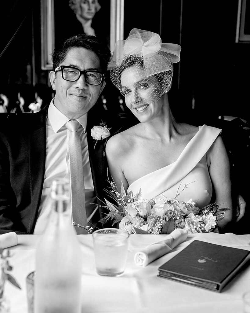 Bride and groom after their wedding ceremony at the Cedar Knoll Inn