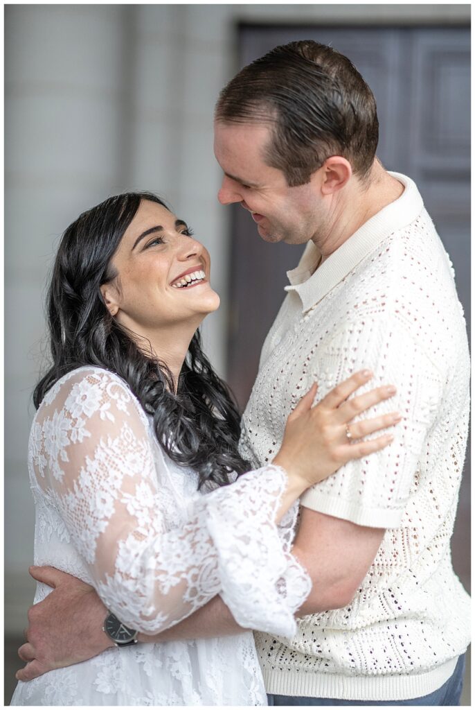 Engaged couple portrait at Union Station in DC