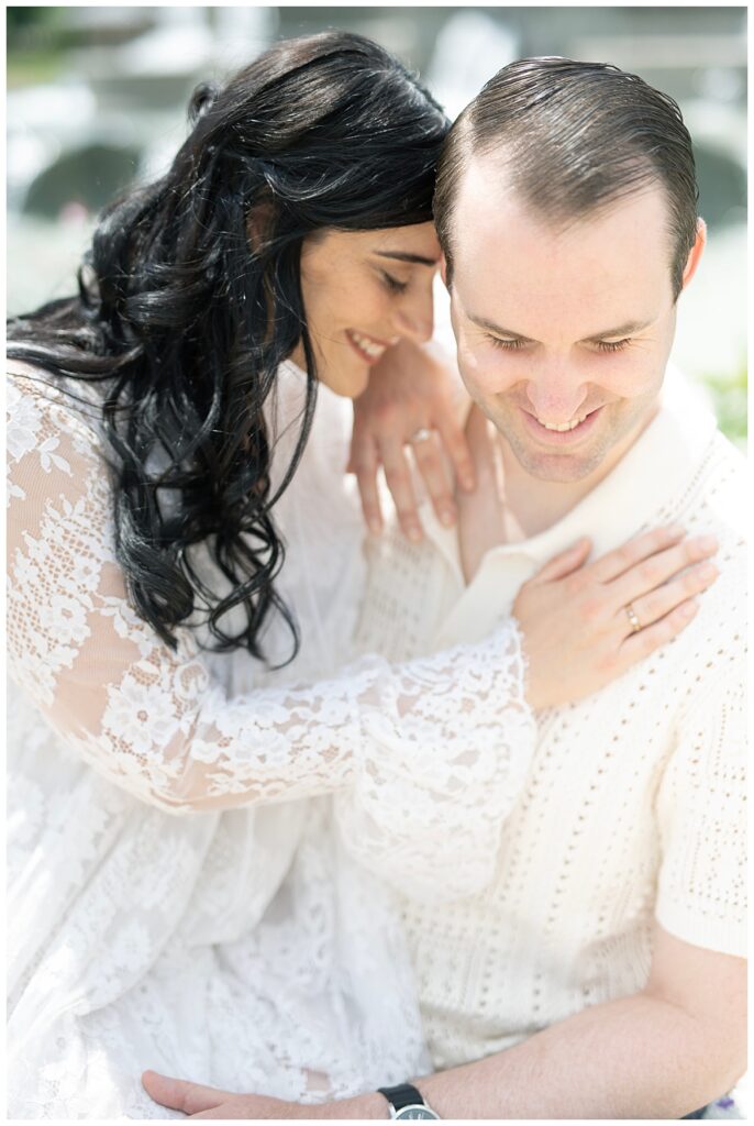 Soft focus portrait of engaged couple | Washington DC engagement photographer