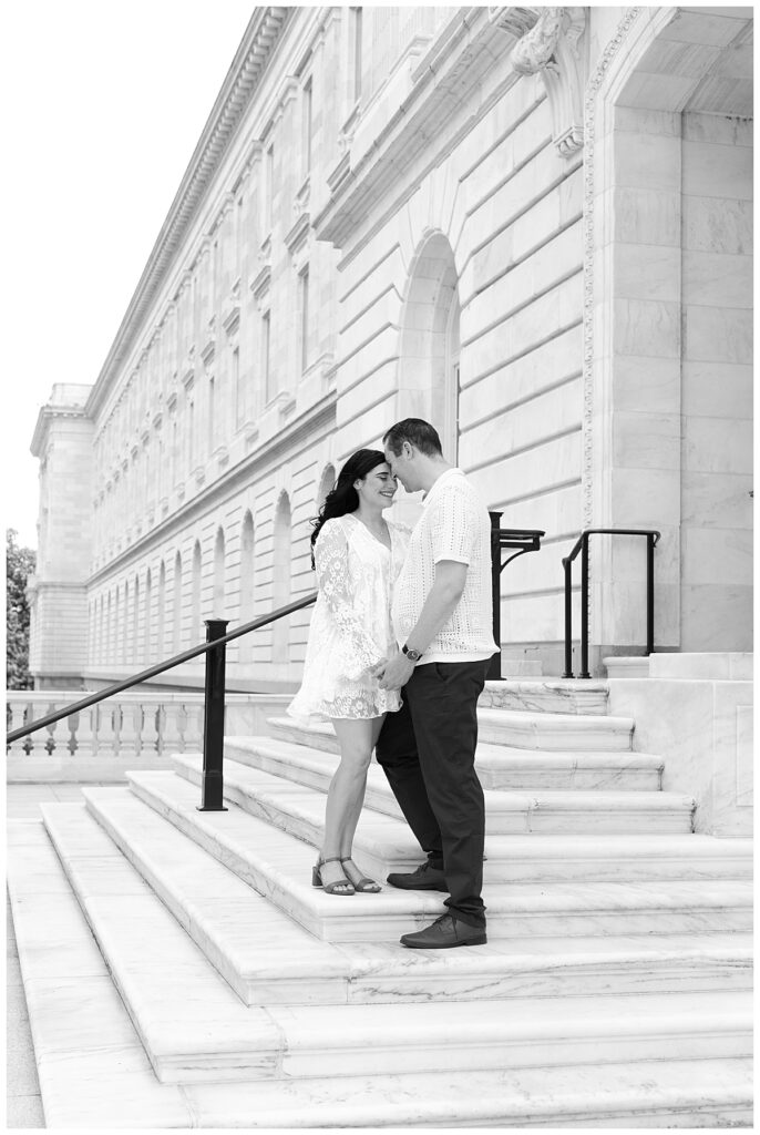 Washington DC engagement photographer photographs couple at the Russell building in DC