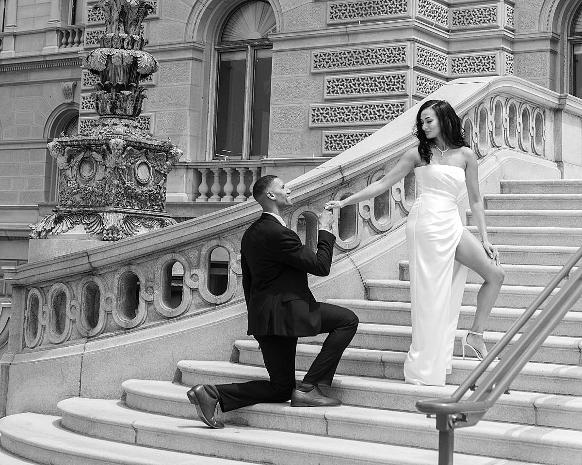 Couple on the steps of the Library of Congress | Benefits of wedding photos DC