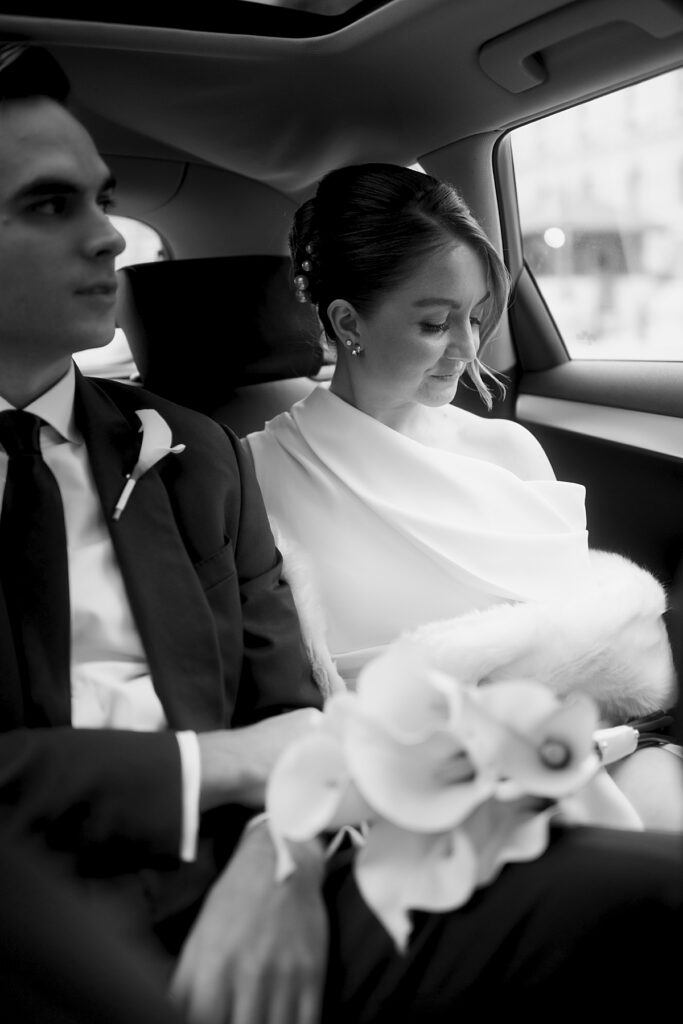 Bride and groom on the way to their DC elopement