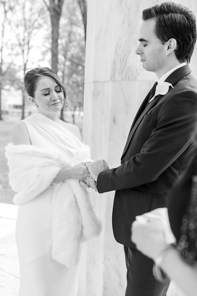 Bride gets emotional - WWII Memorial in DC