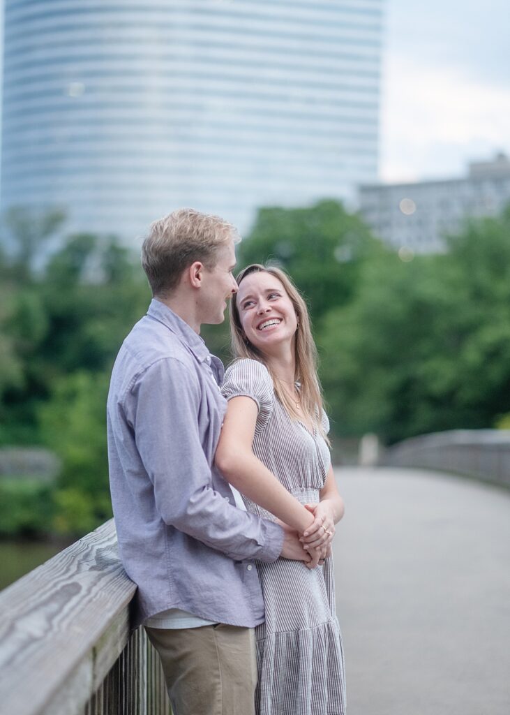 Happy and newly engaged - Roosevelt Island - DC proposal photographer