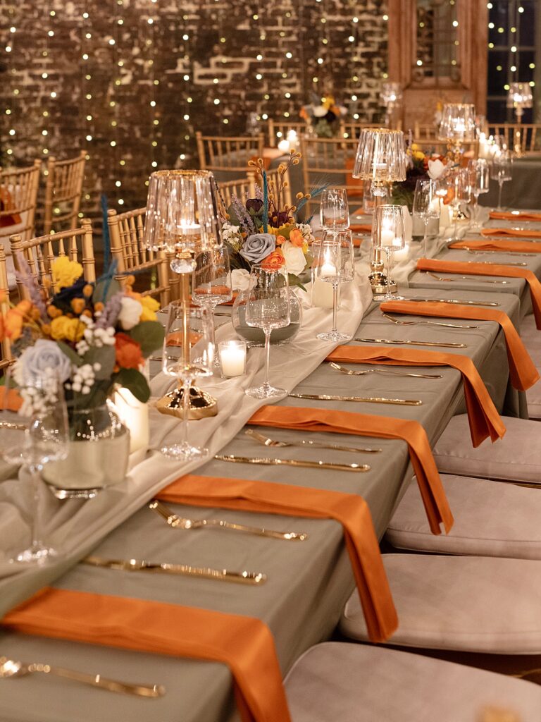 Reception details at Dupont wedding venue