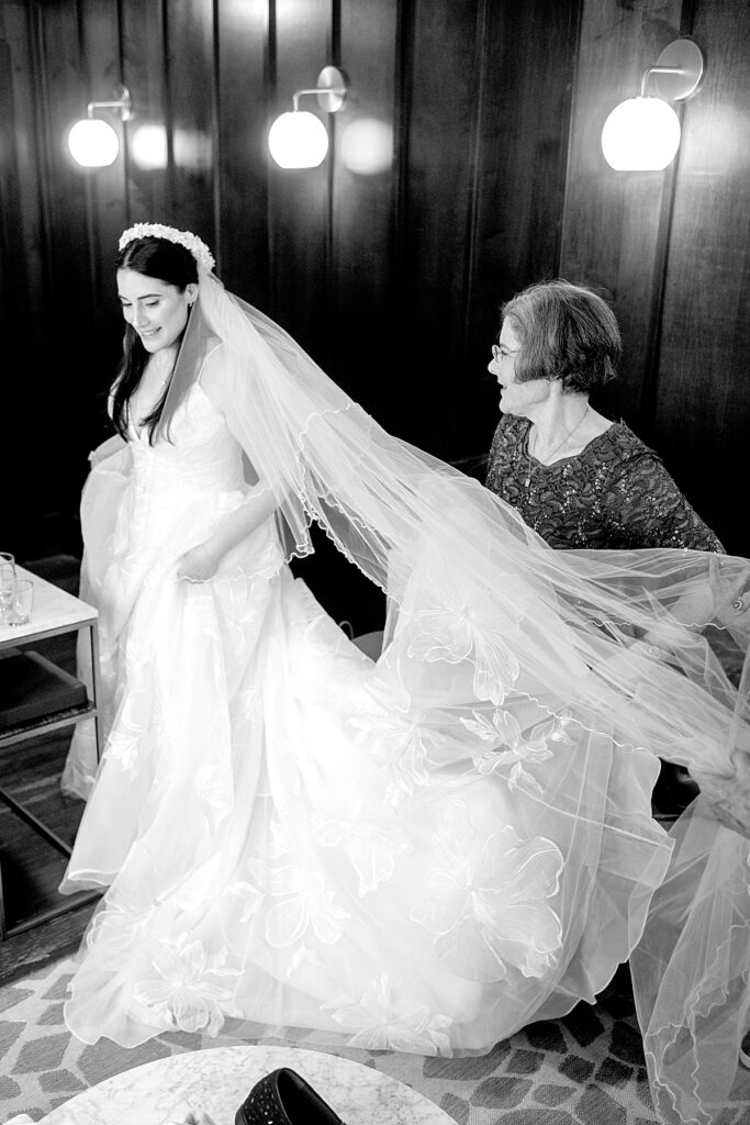 Bride gets dressed for her District Winery DC wedding