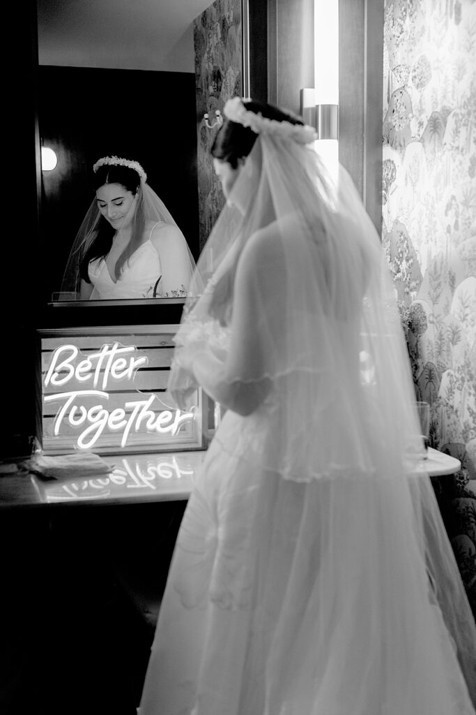 Bride in wedding bridal suite - District Winery in DC