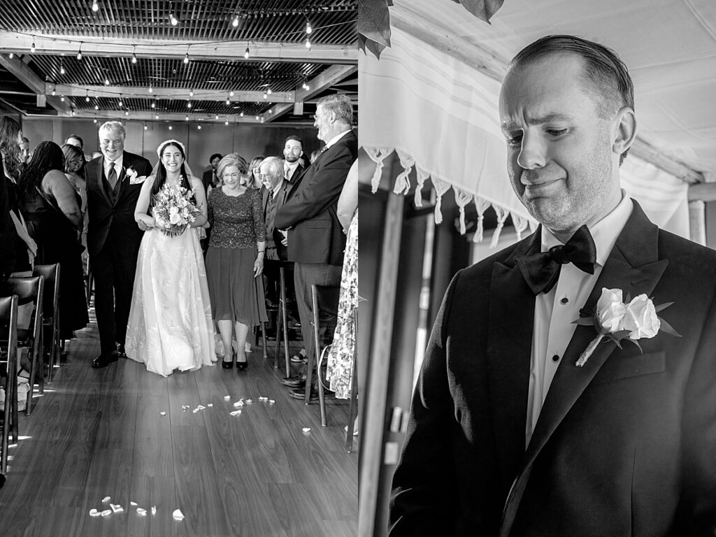 Groom tears up seeing his bride walk down the aisle - District Winery in DC