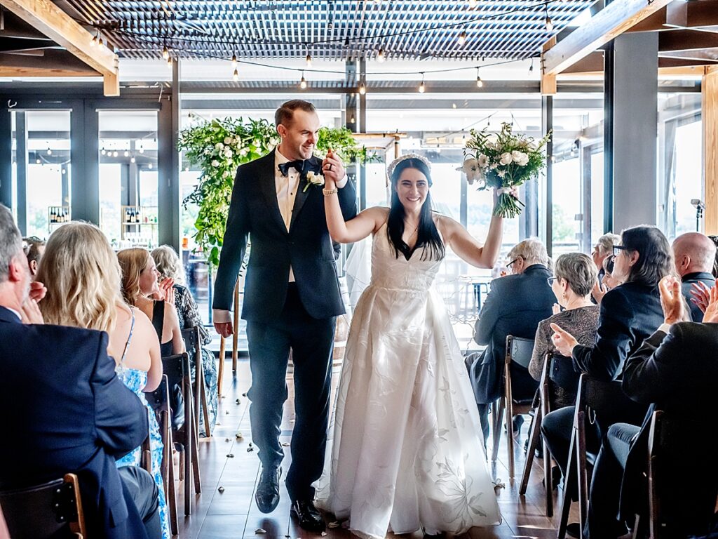 District Winery DC wedding bride and groom