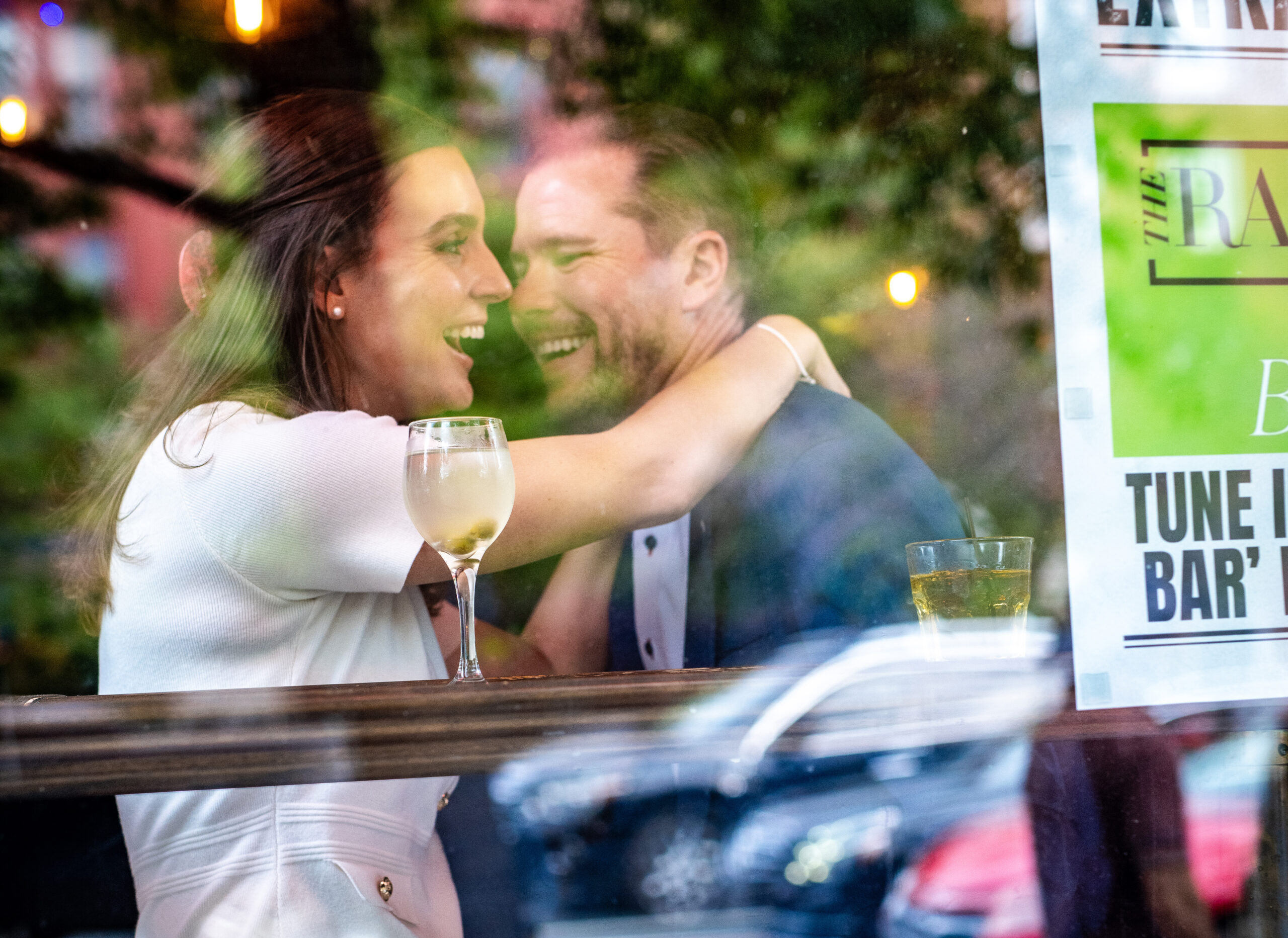 Couple at their favorite DC bar | Engagement photographer Washington DC